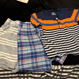 Boys Striped Bundle! (2) Striped & Plaid Shirts + (1) Striped Polo. 24 Months.